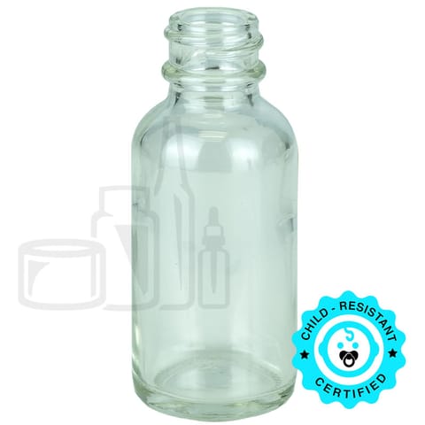 1oz Clear Glass Boston Round Bottle 20-400 (360/Case)