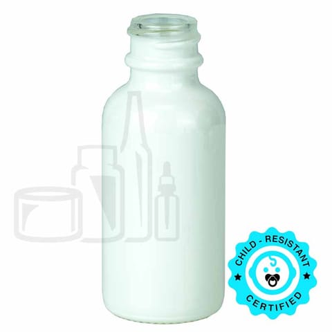 1oz Shiny White Glass Boston Round Bottle 20-400 (360/Case)