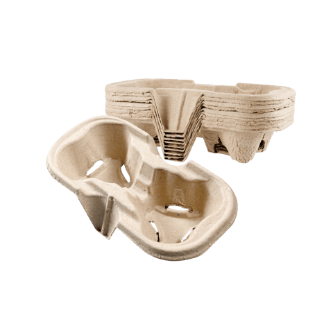 Pulp Fiber 2 Cup Carrier for 8 to 22 oz. Cups - (500/Case)