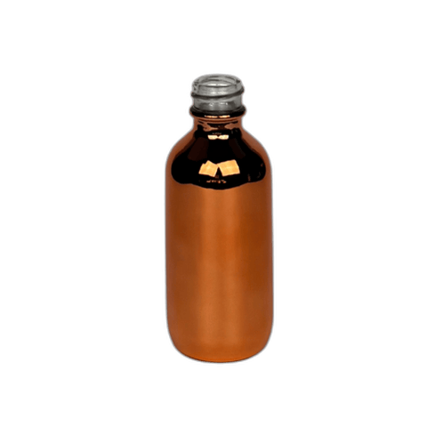 2 oz. (60 ml) Copper Boston Round Glass Bottle 20-400 Neck Finish - (49/Case)