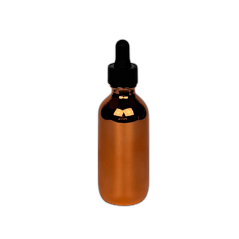 2 oz. (60 ml) Copper Boston Round Glass Bottle with Black Dropper - (49/Case)
