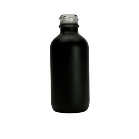 2 oz. (60 ml) Matte Black Boston Round Glass Bottle 20-400 Neck Finish - (49/Case)