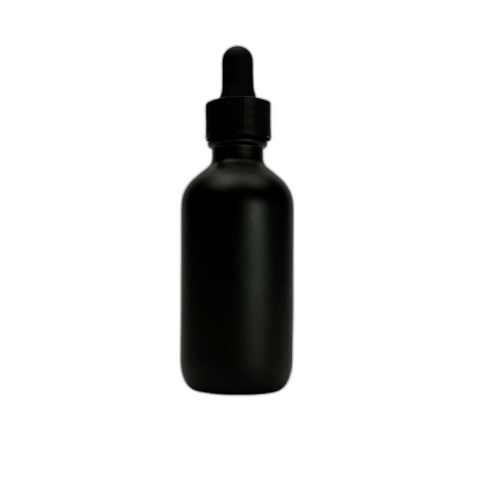 2 oz. (60 ml) Matte Black Boston Round Glass Bottle with Black Dropper - (49/Case)