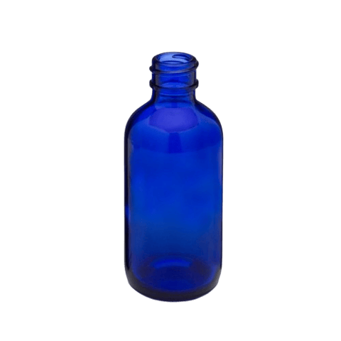 2 oz Cobalt Blue Boston Round Glass Bottle with 20-400 Neck Finish - (240/Case)