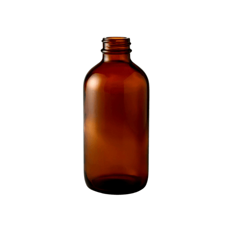 2 oz Amber Boston Round Glass Bottle with 20-400 Neck Finish - (240/Case)