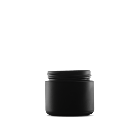 2 oz Black Frosted Glass Straight-Sided Round Jar 53-400 Neck Finish