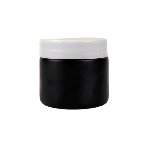2 oz. Black Matte Glass 53-400 Straight Sided Round Jar with PP White Lid - (24/Case)