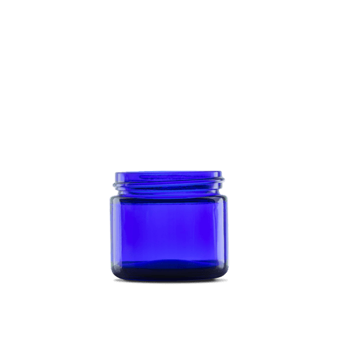2 oz Blue Glass Straight-Sided Round Jar 53-400 Neck Finish