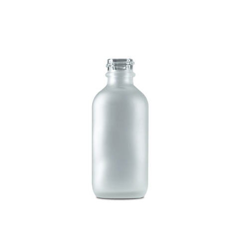 2 oz Clear Frosted Glass Boston Round Bottle 20-400 Neck Finish
