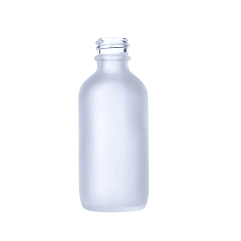2 oz Frosted clear Boston Round Glass Bottle with 20-400 Neck Finish - (172/Case)