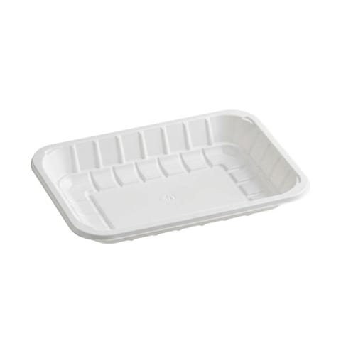 #2 White PET Plastic Meat Tray, 8 3/16" × 5 11/16" × 7/8" - (250/Case)
