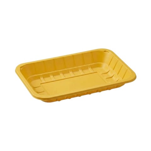 #2 Yellow PET Plastic Meat Tray, 8 3/16" × 5 11/16" × 7/8" - (250/Case)