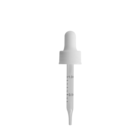 20-400 White Dropper With Rubber Bulb And Glass Pipette (Fits 1 oz)