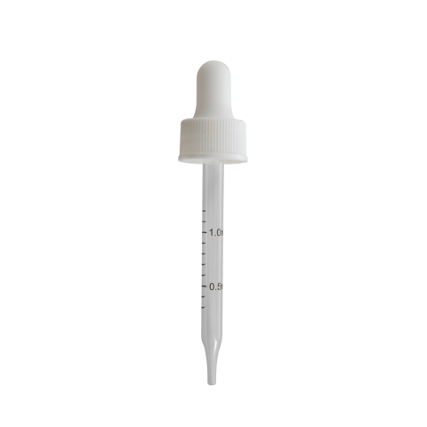 20-400 White Dropper With Rubber Bulb And Glass Pipette (Fits 2 oz)