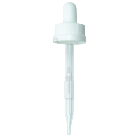 20-400 White CRC Dropper with 91 mm Glass Pipette (Fits 2 oz Boston Round Bottle) - 1000/Case