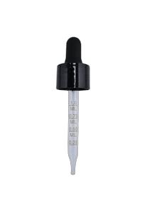 20-410 Black Dropper with 76 mm Graduated Glass Pipette (Fits 1 oz Boston Round Bottle) - 1000/Case