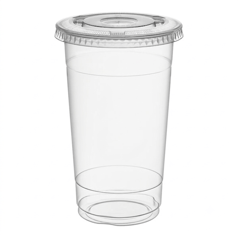 20 oz Clear PET Plastic Cold Cup with Flat Lid - (1000/Case)