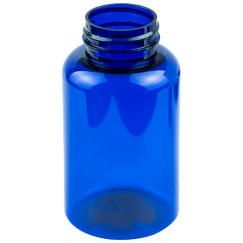 200cc Blue PET Plastic Packer Bottle 38-400 (285/Case)