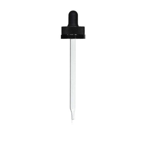 22-400 Black CRC Dropper with 108 mm Glass Pipette (Fits 4 oz Boston Round Bottle) - 1000/Case