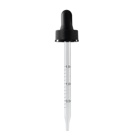 22-400 Black Dropper With Rubber Bulb And Glass Pipette (Fits 4 oz)