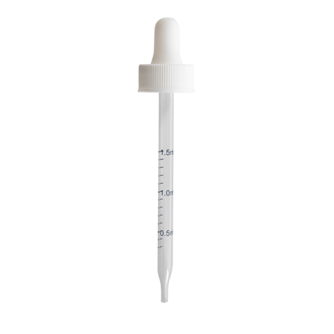 22-400 White Dropper With Rubber Bulb And Glass Pipette (Fits 4 oz)