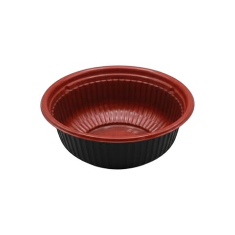 22 oz Black & Red Round PP Plastic Bowl - (300/Case)