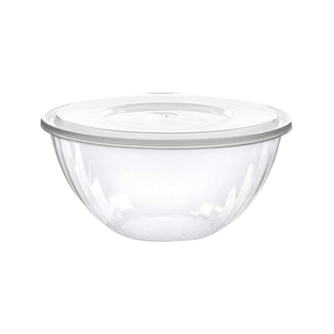 24 oz Clear PET Plastic Round Salad Bowl with Flat Lid - (150/Case)