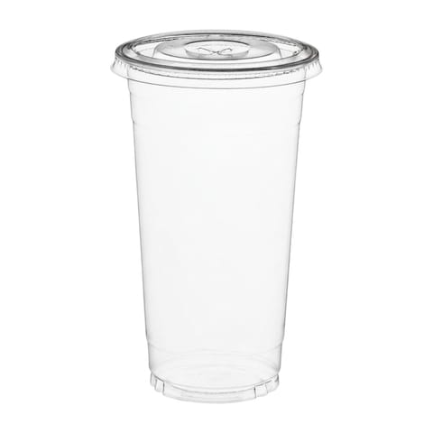 24 oz Clear PET Plastic Cold Cup with Flat Lid - (1000/Case)