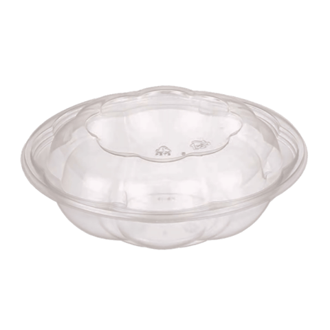 24 oz Clear PET Plastic Bowl with Lid - (150/Case)