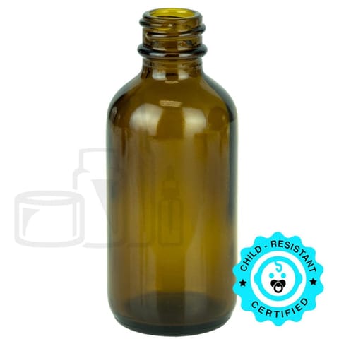 2oz Amber Glass Boston Round Bottle 20-400 (240/Case)