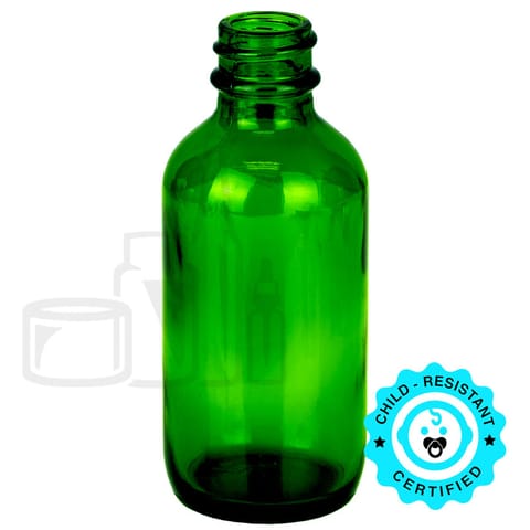 2oz Green Glass Boston Round Bottle 20-400 (240/Case)