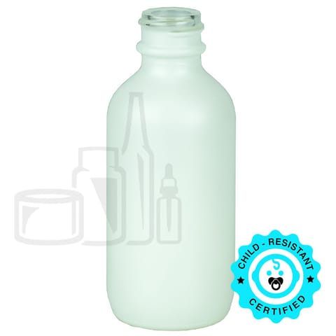2oz Matte White Glass Boston Round Bottle 20-400 (240/Case)
