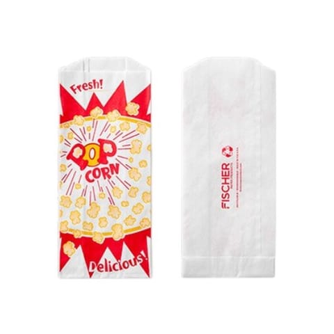 3 1/2″ x 2″ x 8″ Printed Popcorn Paper Bag, - (1000/Case) 330
