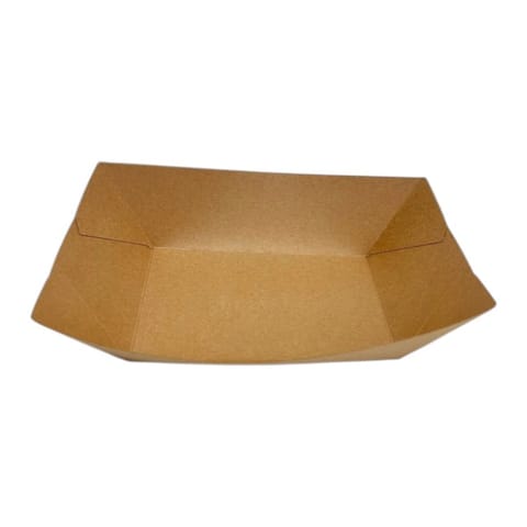 3 lb. Natural Kraft Paper Food Tray​ / Boat, Grease Resistant - (500/Case)