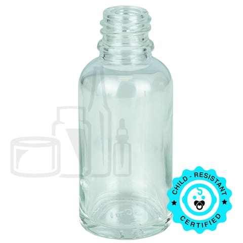 30ml Clear Glass Euro Round Bottle 18-415 (330/Case)