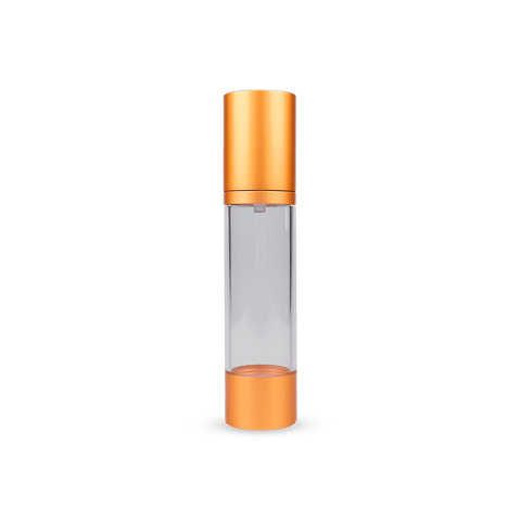 30 ml Clear Airless Bottle w/ Gold Base and Gold Over Cap