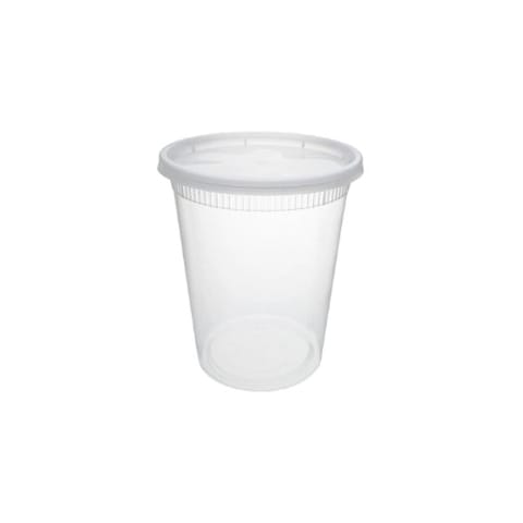 32 oz Clear Round PP Plastic Deli Container with Lid for Meal Prep & Food Storage - (240/Case)