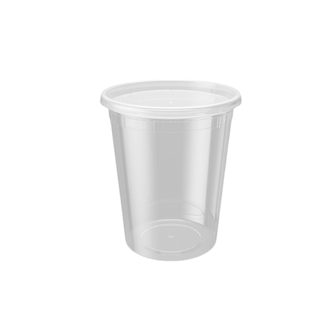 32 oz. Microwavable Heavy weight Clear Plastic Deli Container with Lid - (240/Case)