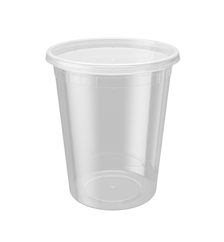 32 oz. Heavy Duty Microwavable Translucent Plastic Deli Containers with Lids - (240/Case)