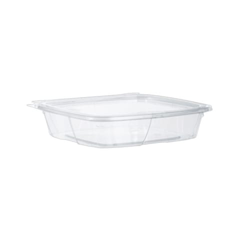 35 oz PET Plastic Tamper-Evident Food Container with Hinged Lid - (150/Case)