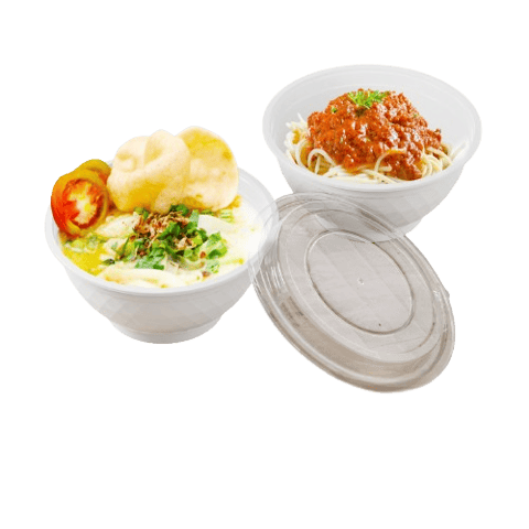 36 oz. White Round Microwavable Heavy Weight Plastic Bowls with Lids - (150/Case)