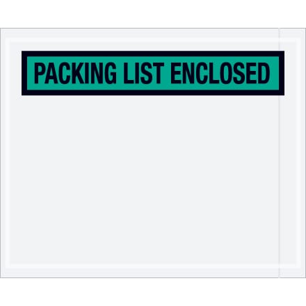 4 1/2 x 5 1/2" Green "Packing List Enclosed" Envelopes