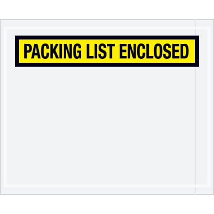 4 1/2 x 5 1/2" Yellow "Packing List Enclosed" Envelopes