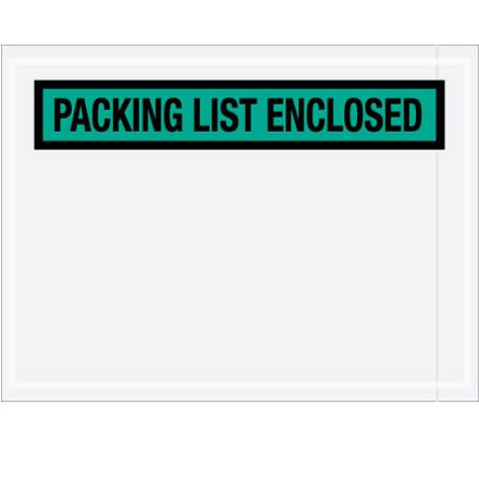 4 1/2 x 6" Green "Packing List Enclosed" Envelopes