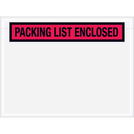 4 1/2 x 6" Red "Packing List Enclosed" Envelopes