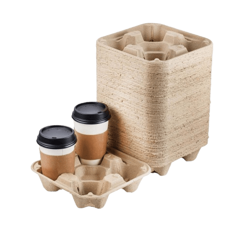 Pulp Fiber 4 Cup Carrier for 8 to 28 oz. Cups - (300/Case)