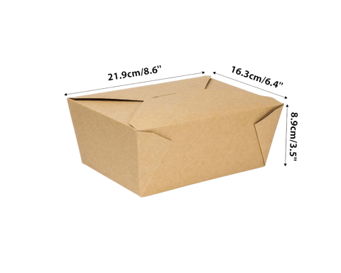 #4 Kraft Microwavable Folded Paper Take-Out Containers 8.6" x 6.4" x 3.5" - (160/Case)