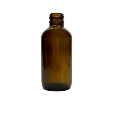 4 oz. (120 ml) Amber Boston Round Glass Bottle 24-400 Neck Finish - (48/Case)