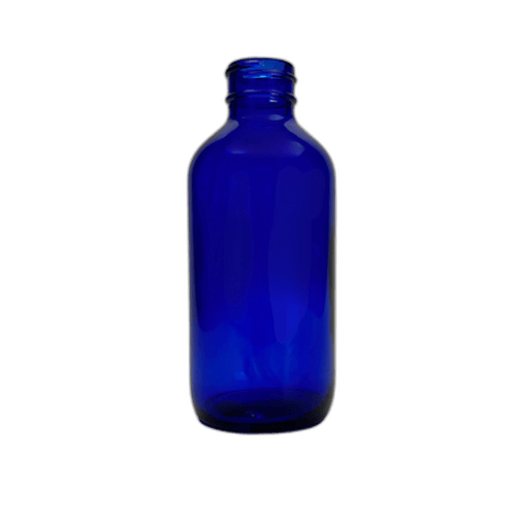 4 oz. (120 ml) Cobalt Blue Boston Round Glass Bottle 24-400 Neck Finish - (48/Case)
