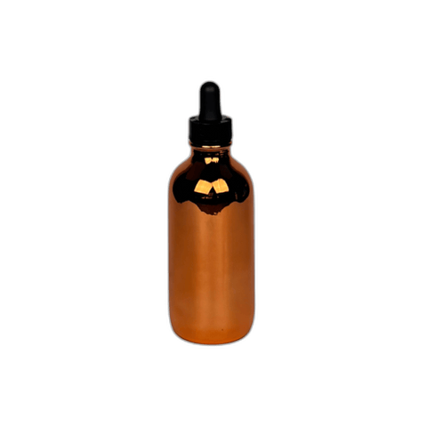 4 oz. (120 ml) Copper Boston Round Glass Bottle with Black Dropper - (48/Case)